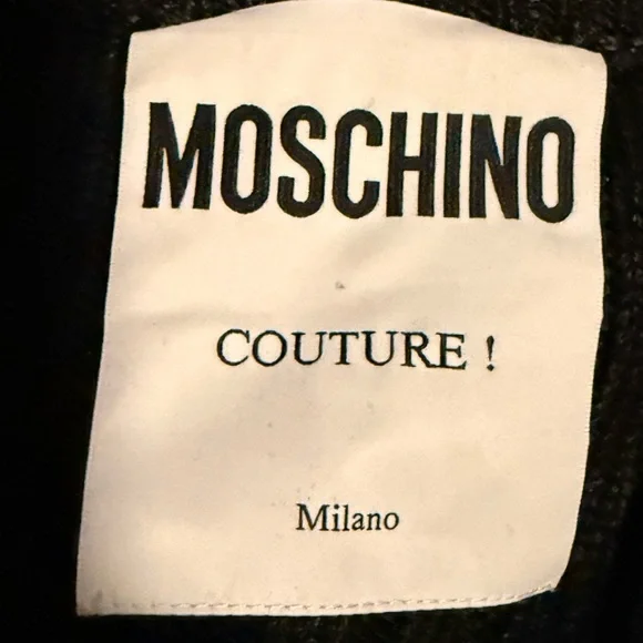Moschino Black Ribbed Cardigan Sweater long Fringed Sleeve Asymmetrical hem 4 US
